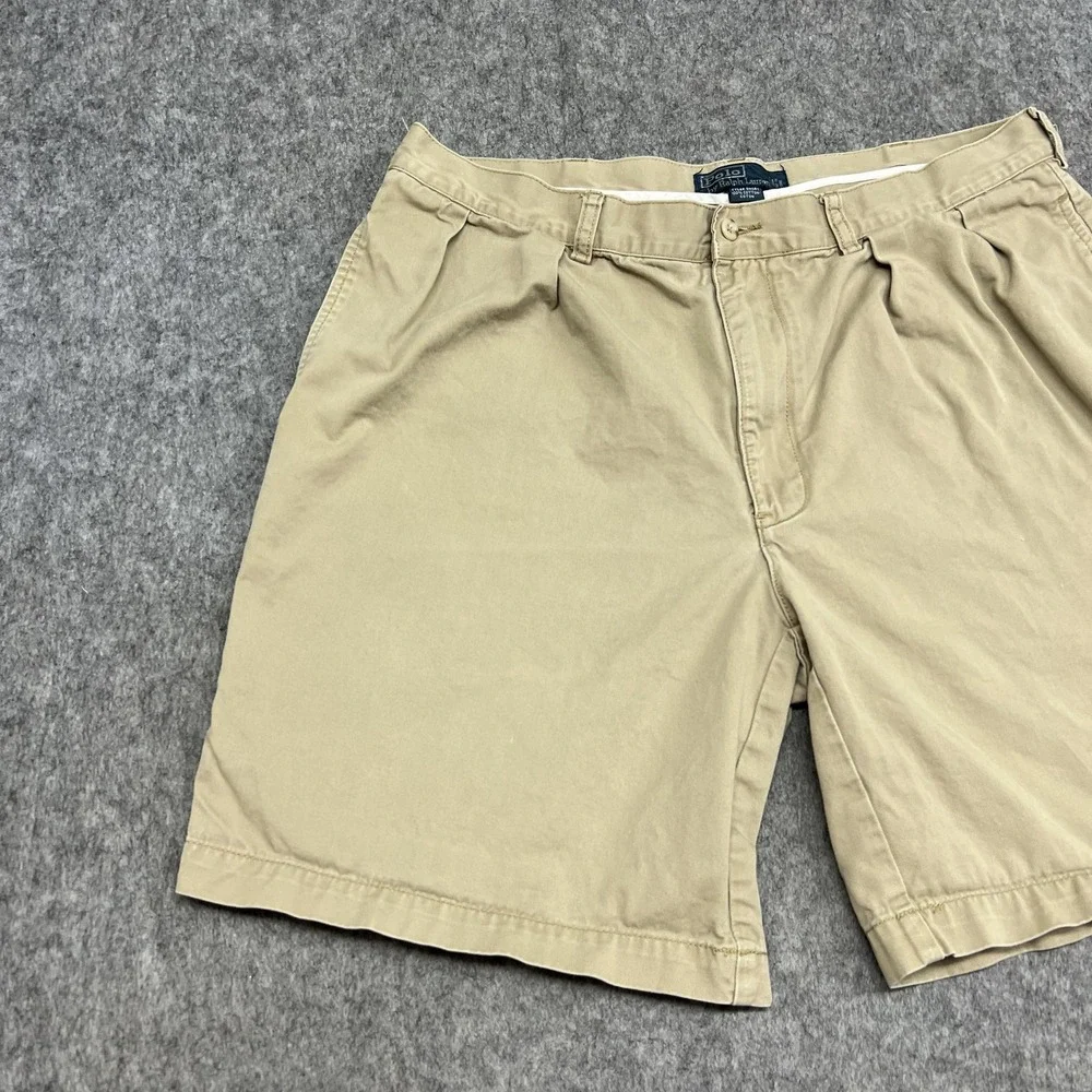 Polo‎ Ralph Lauren Shorts Mens 38 Beige Tyler Short Pleated Chino Cotton Preppy
